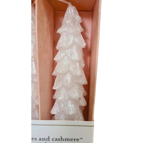 Cupcakes & Cashmere Iridescent White Christmas Tree Shaped Taper Candle Set of 2 - Picture 5 of 12
